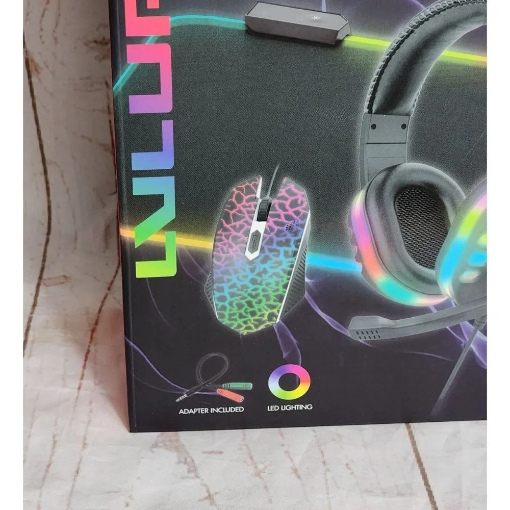 3-in-1 Universal LED Gaming Kit: Mouse, Headset Adapter & Mousepad